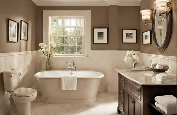 Neutral Paint Colors to Transform Your Home - Bathroom in Taupe Tranquility